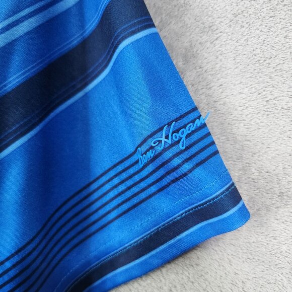 Men's Blue Ben Hogan Performance Polo Shirt Striped Short Sleeve Size S - Picture 3 of 10